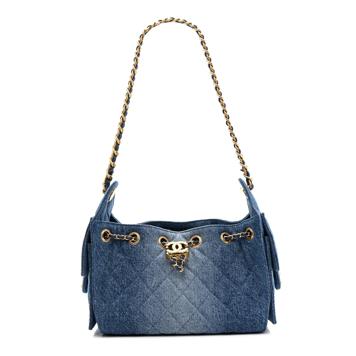 Chanel Washed Denim Quilted Mini Chanel 25 Handbag Blue