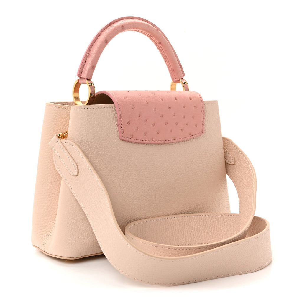 Louis Vuitton Taurillon Ostrich Capucines BB Powder Pink Beige