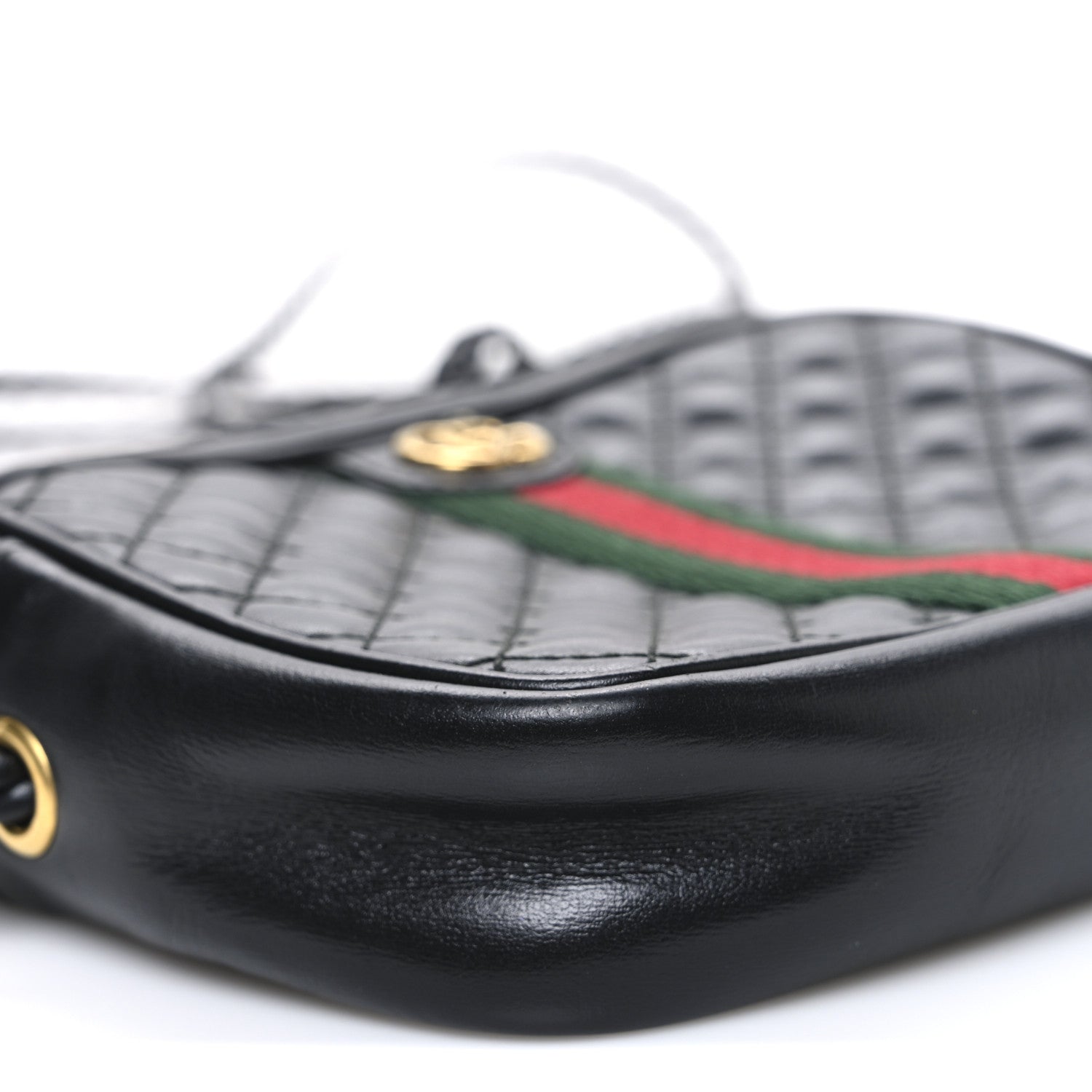 Gucci Calfskin Trapuntata Web Mini GG Shoulder Bag Black