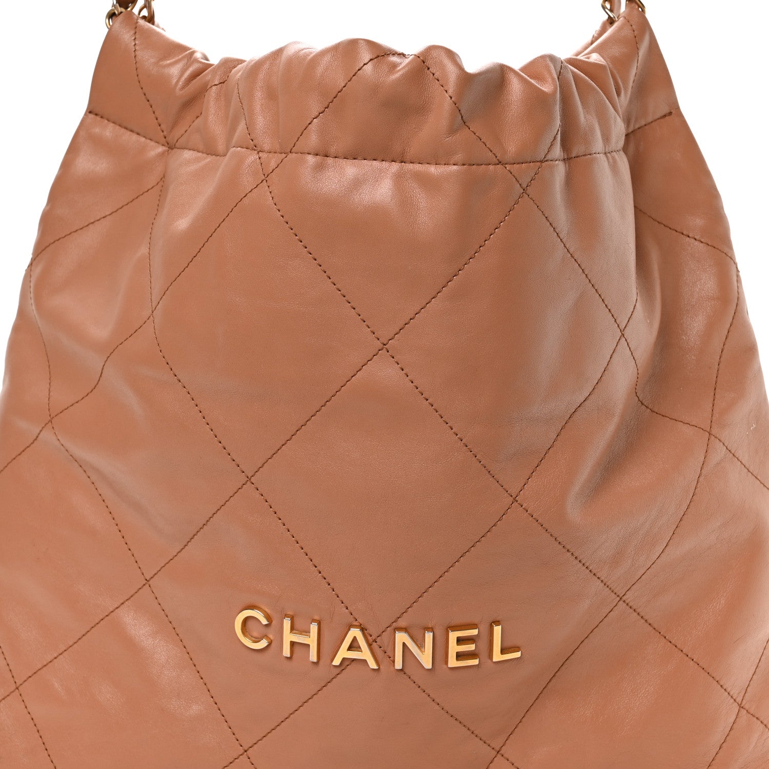 Chanel Shiny Calfskin Quilted Chanel 22 Camel
