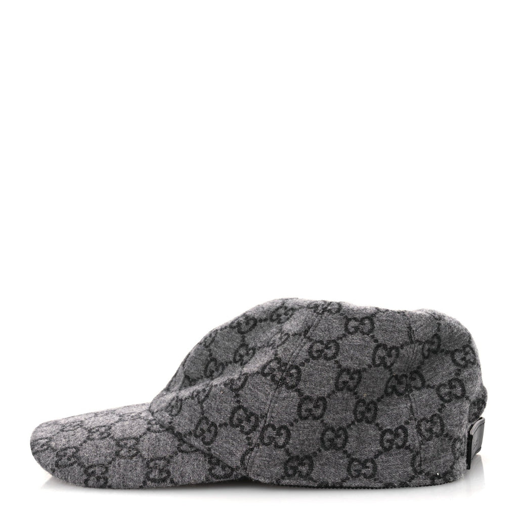 Gucci Covered Wool GG Monogram Baseball Hat L Grey Dark Grey Black