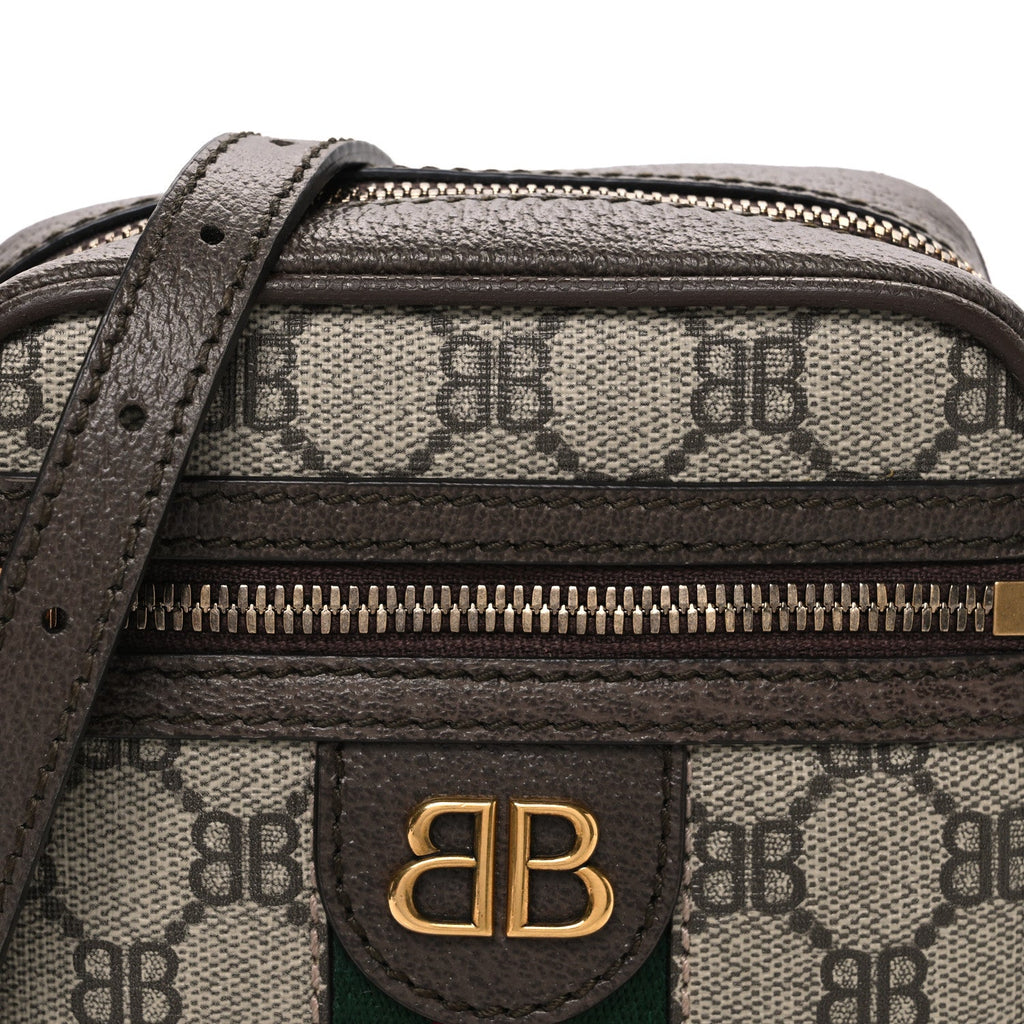 Gucci X BALENCIAGA BB Supreme Monogram Web Mini Ophidia Messenger Beige New Acero
