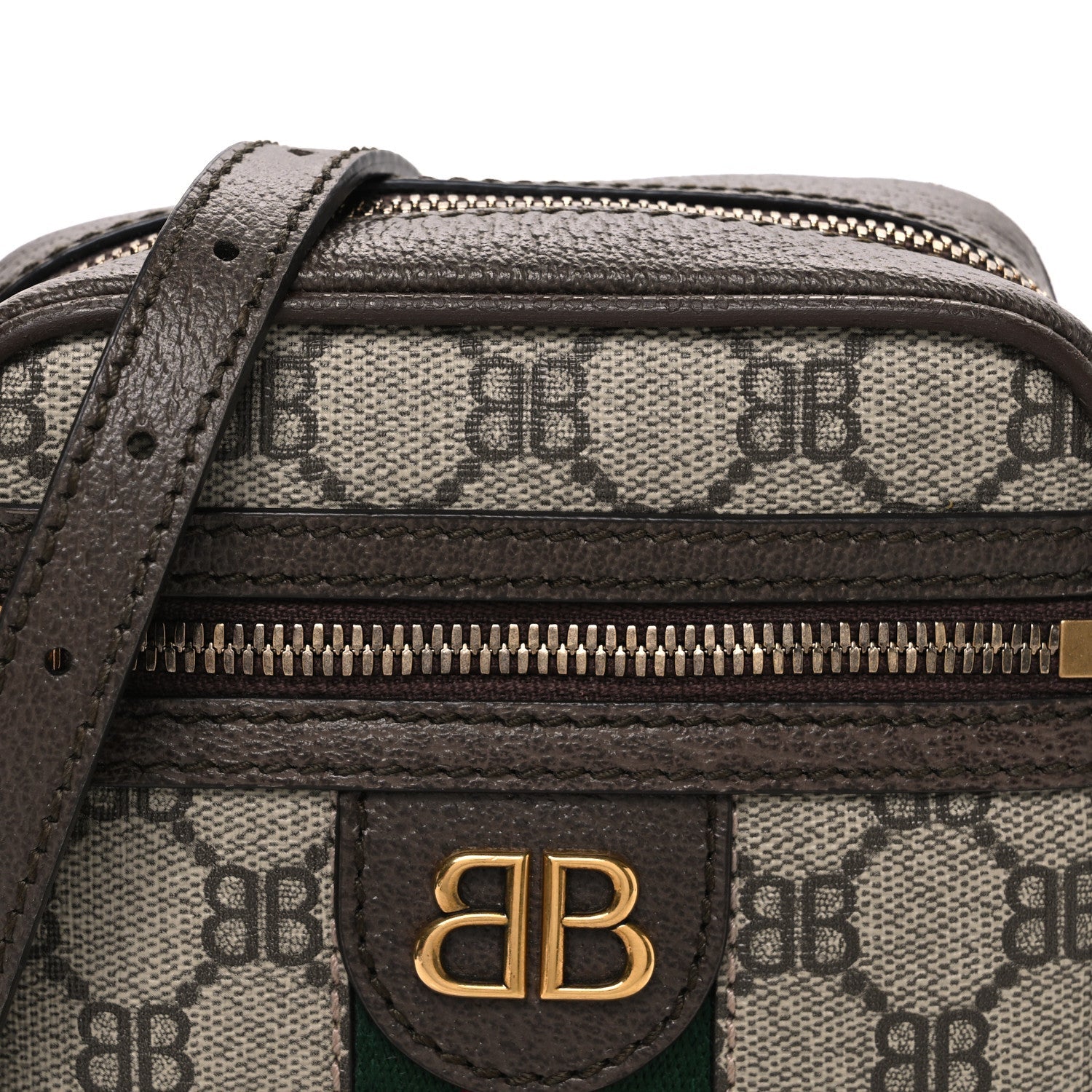 Gucci X BALENCIAGA BB Supreme Monogram Web Mini Ophidia Messenger Beige New Acero