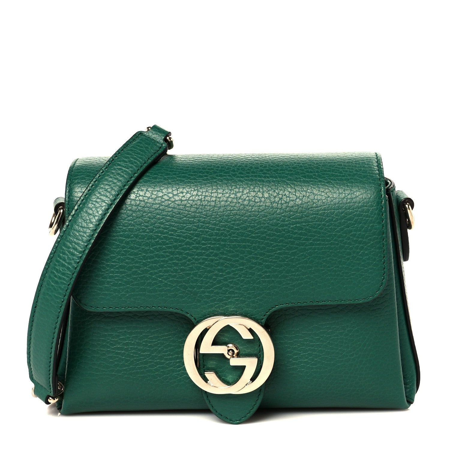 Gucci Dollar Calfskin Interlocking G Crossbody Bag Emerald