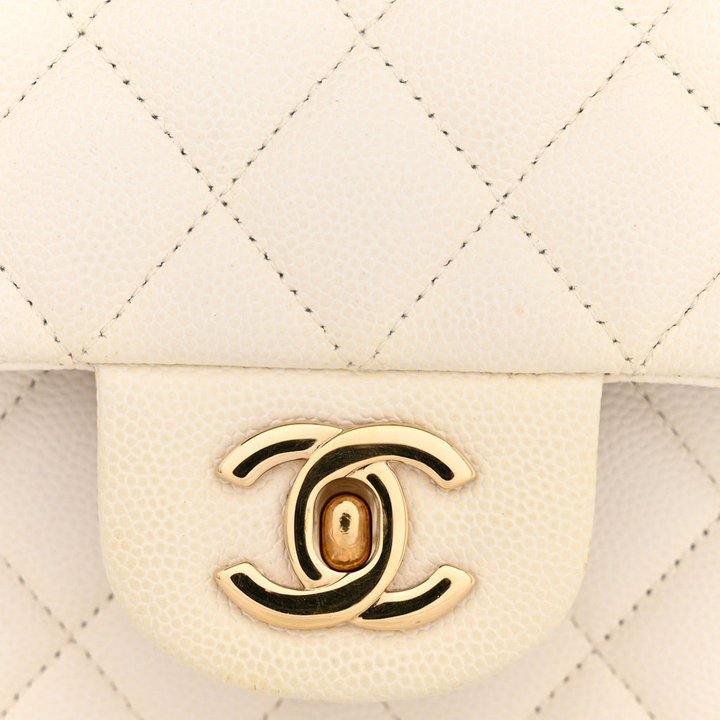 Chanel Caviar Quilted Medium Double Flap White