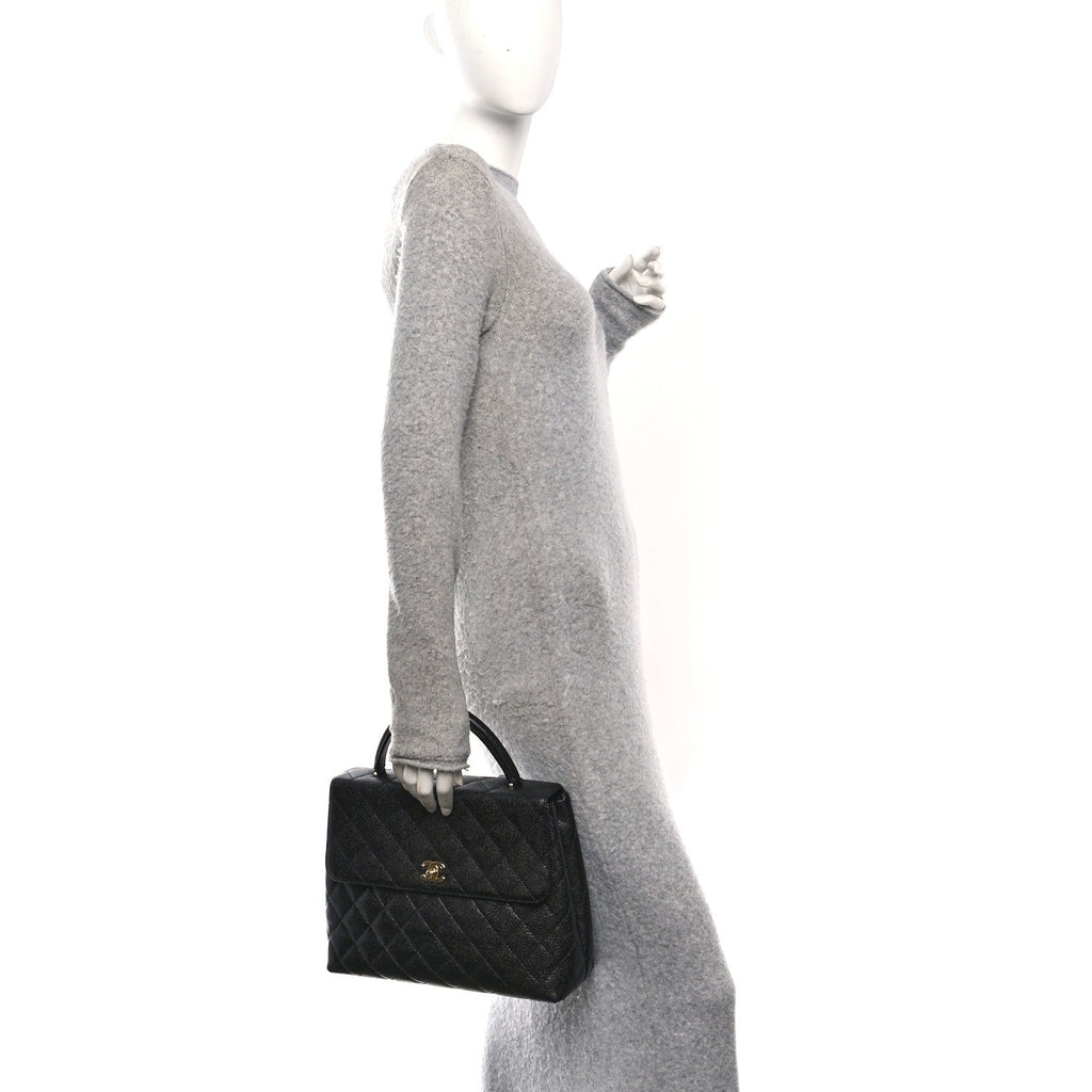 Chanel Caviar Quilted Jumbo Kelly Flap Black