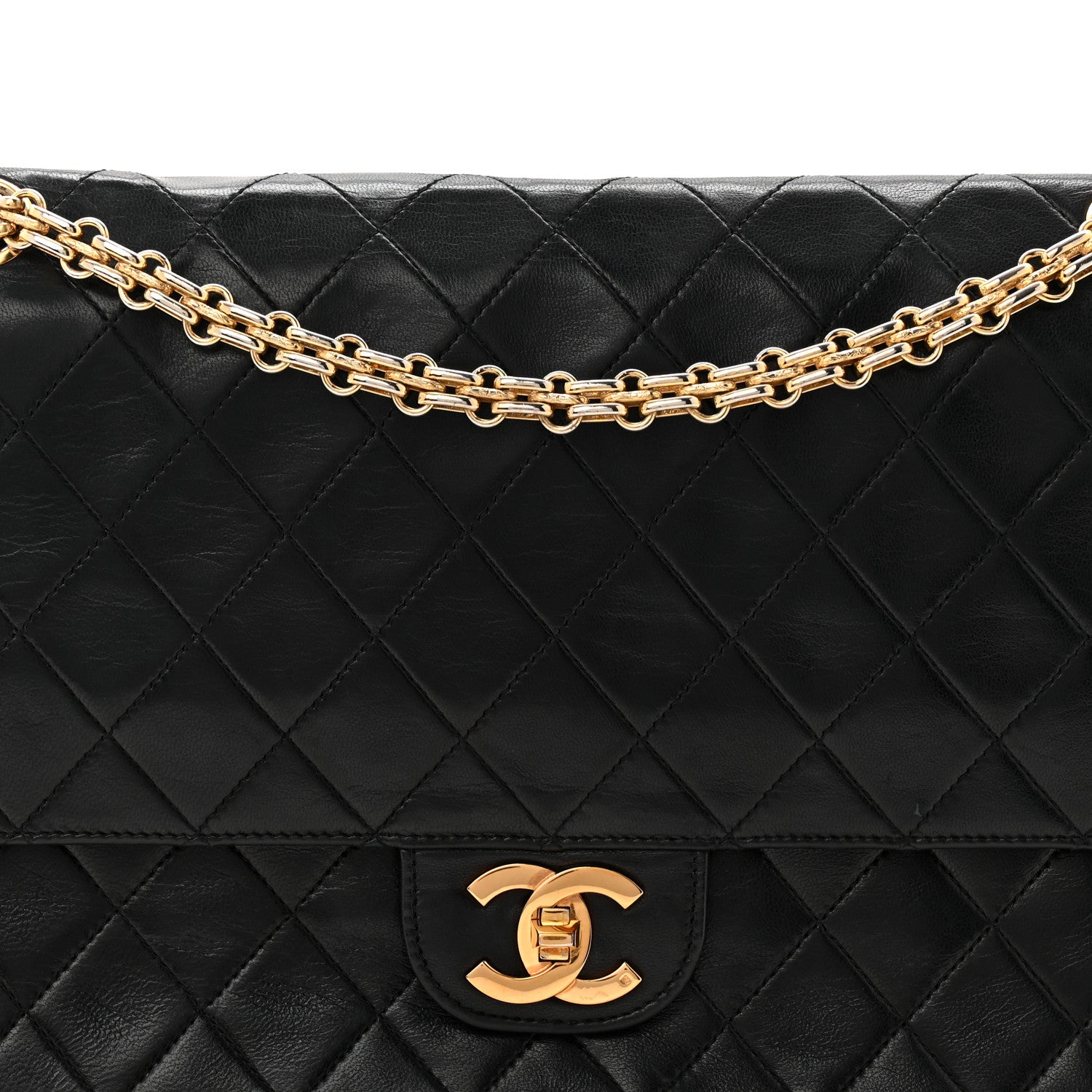 Chanel Lambskin Quilted Medium Double Flap Bijoux Chain Black