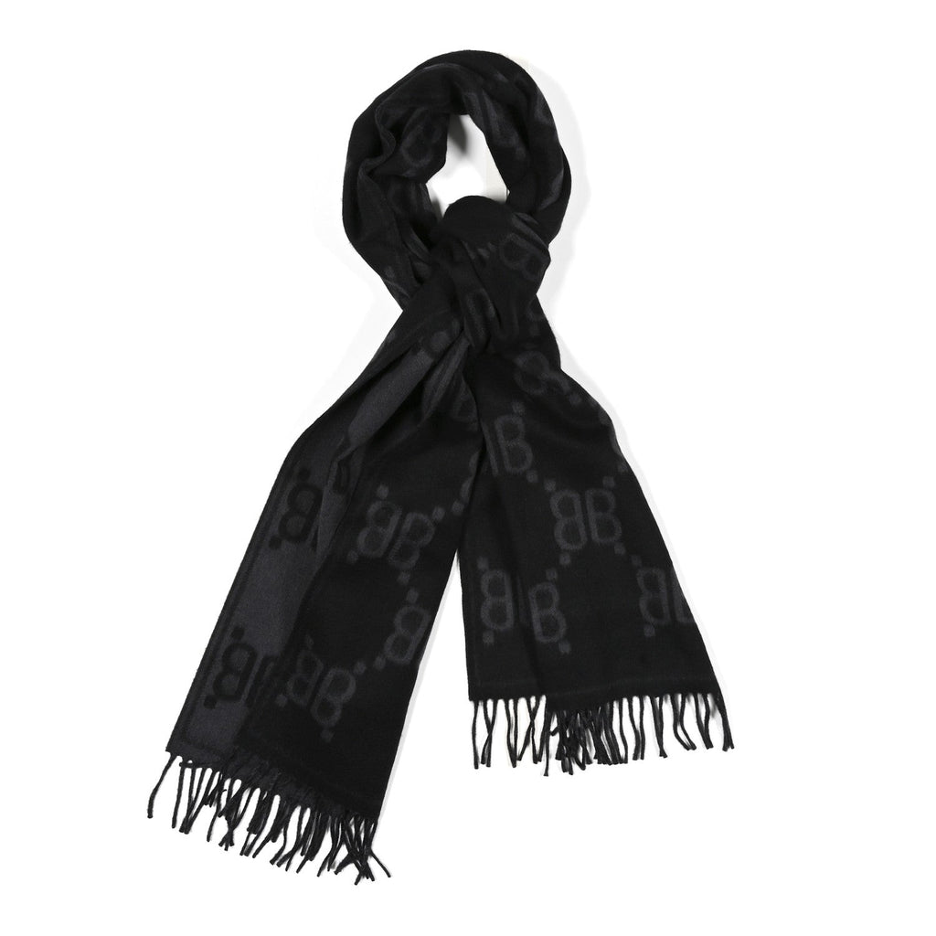 Gucci X BALENCIAGA Cashmere All Over Macro Print Scarf Black