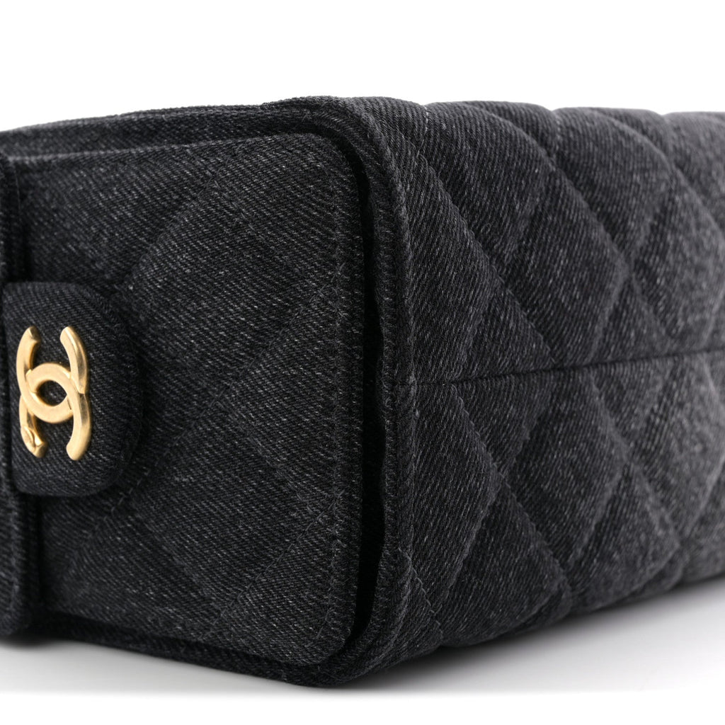 Chanel Washed Denim Quilted Mini Chanel 25 Handbag Black