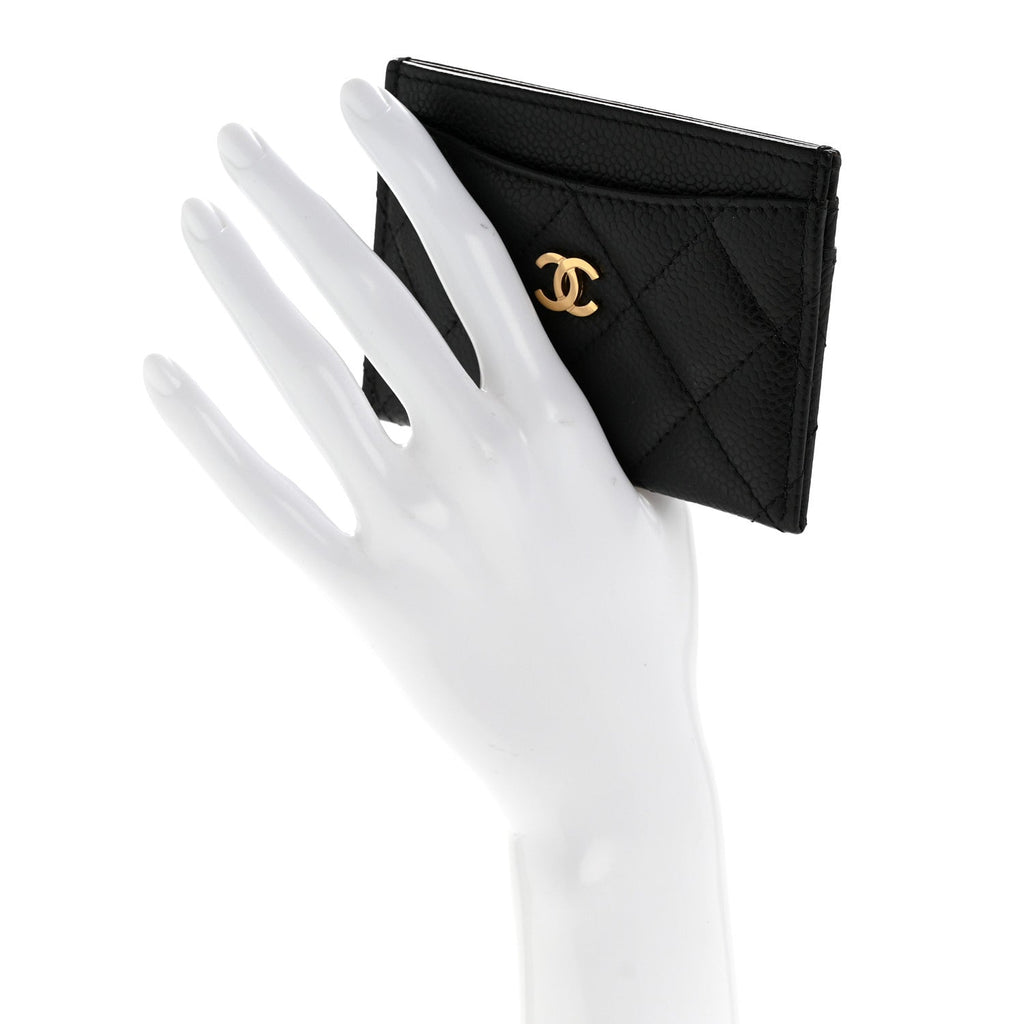Caviar Quilted Card Holder Black