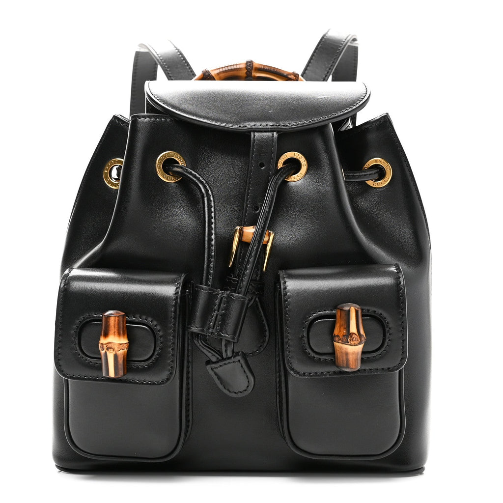 Gucci Calfskin Bamboo Backpack Black
