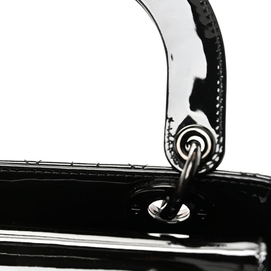 Christian Dior Ultraglossy Patent Cannage Small Lady Dior Black