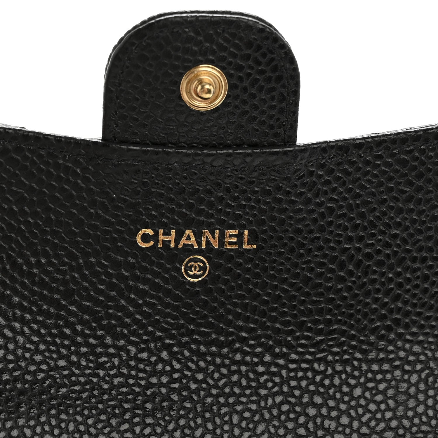 Caviar Quilted Flap Card Holder Wallet Black