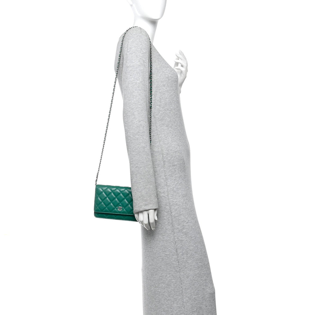 Chanel Caviar Quilted Wallet On Chain WOC Green