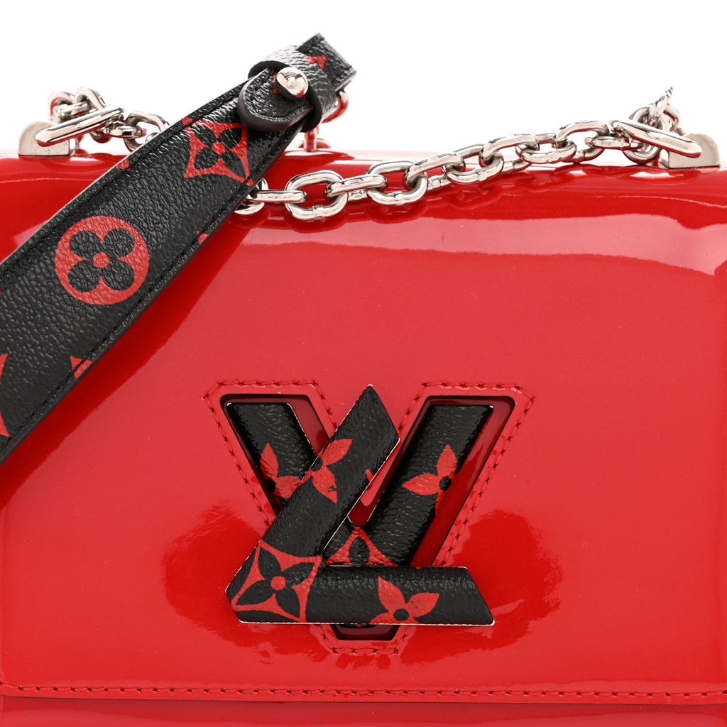 Louis Vuitton Patent Monogram Infrarouge Twist Shoulder Bag PM Coquelicot