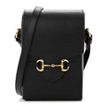 Gucci Dollar Calfskin Vertical Horsebit 1955 Crossbody Bag Black