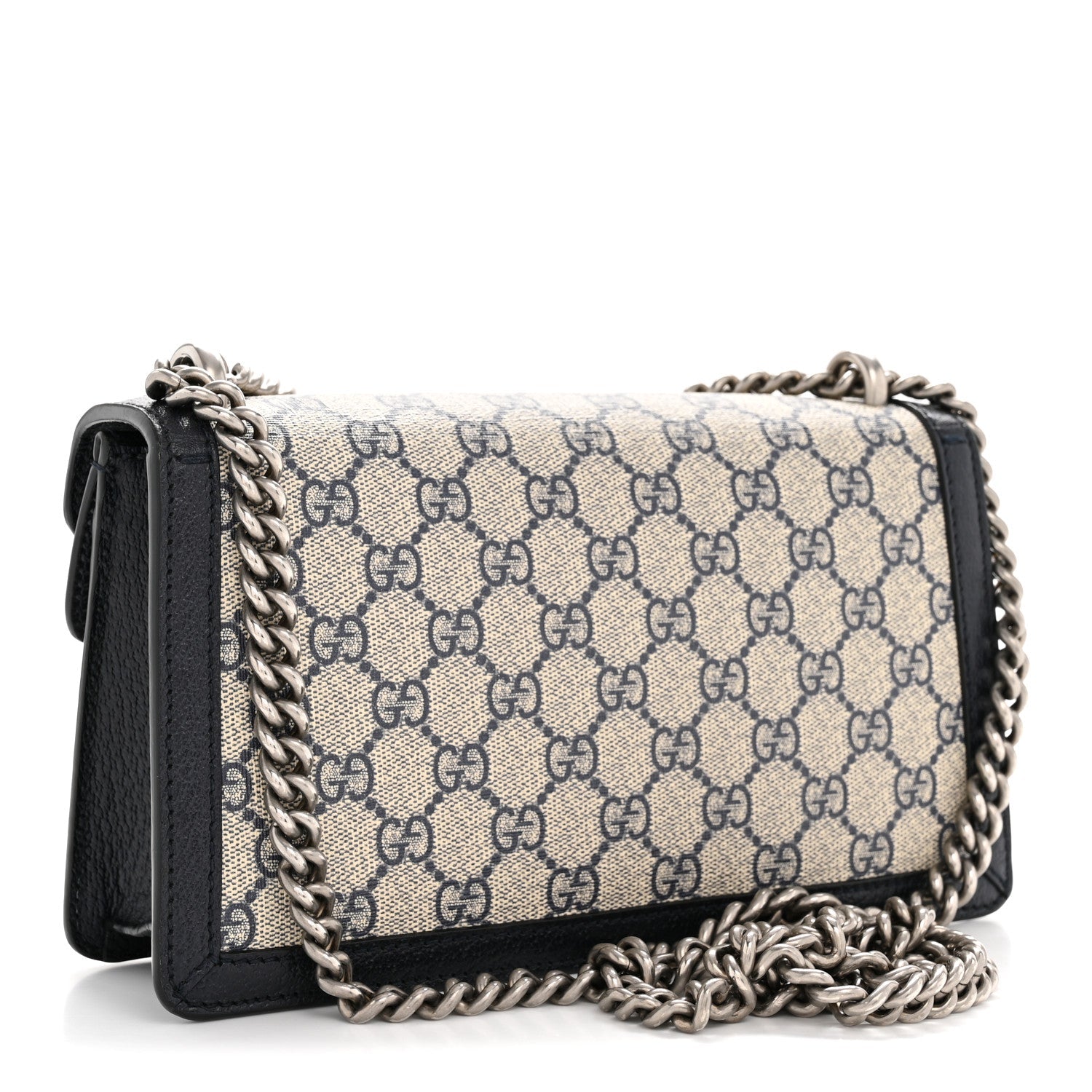 Gucci GG Supreme Monogram Textured Dollar Calfskin Small Rectangular Dionysus Shoulder Bag Beige Blue