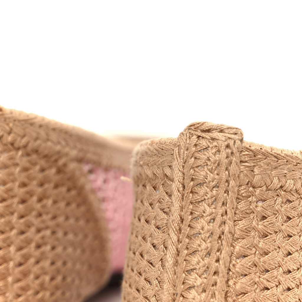 Raffia Cap Toe Ballerina Flats 36.5 Pink Beige