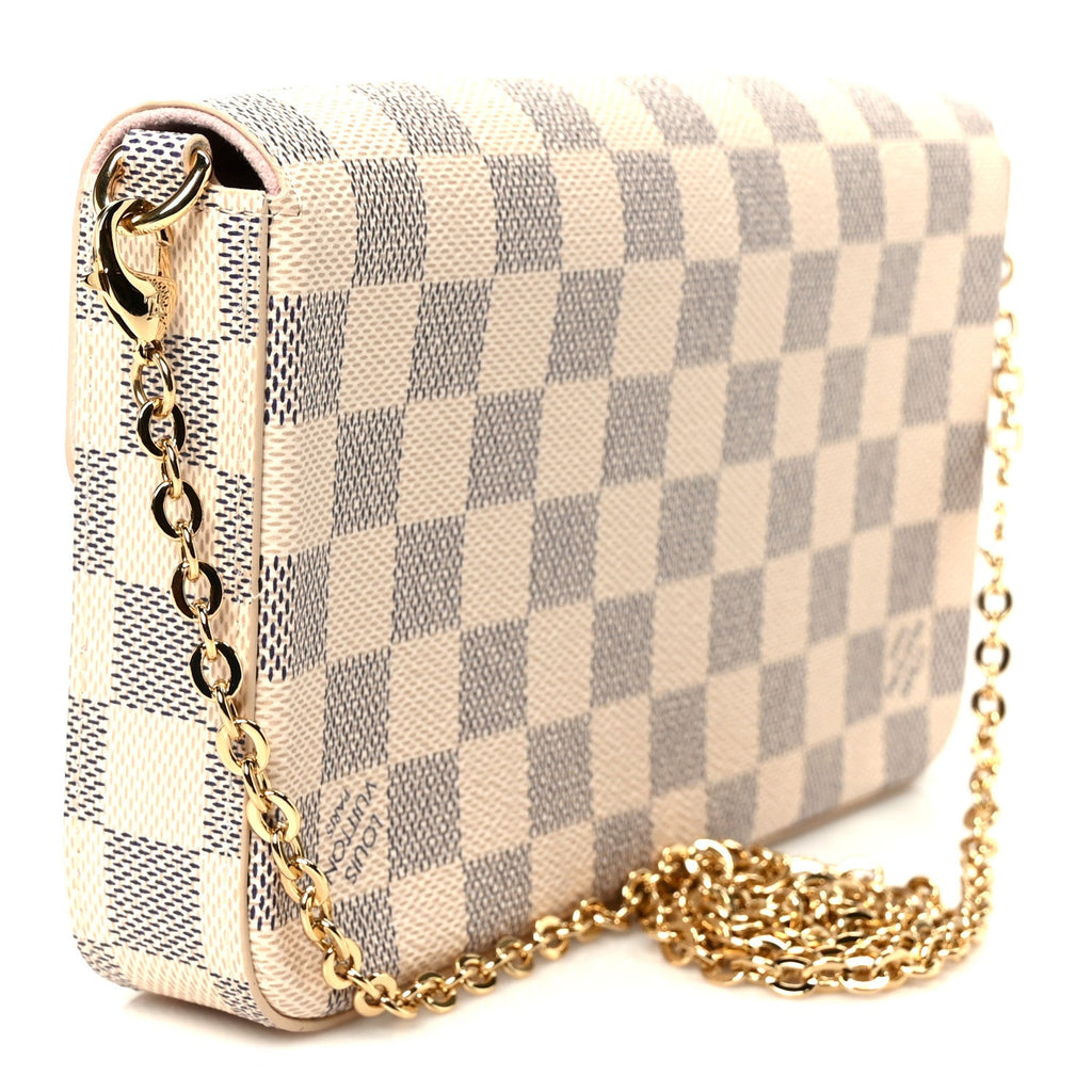 Louis Vuitton Damier Azur Pochette Felicie Chain Wallet Rose Ballerine