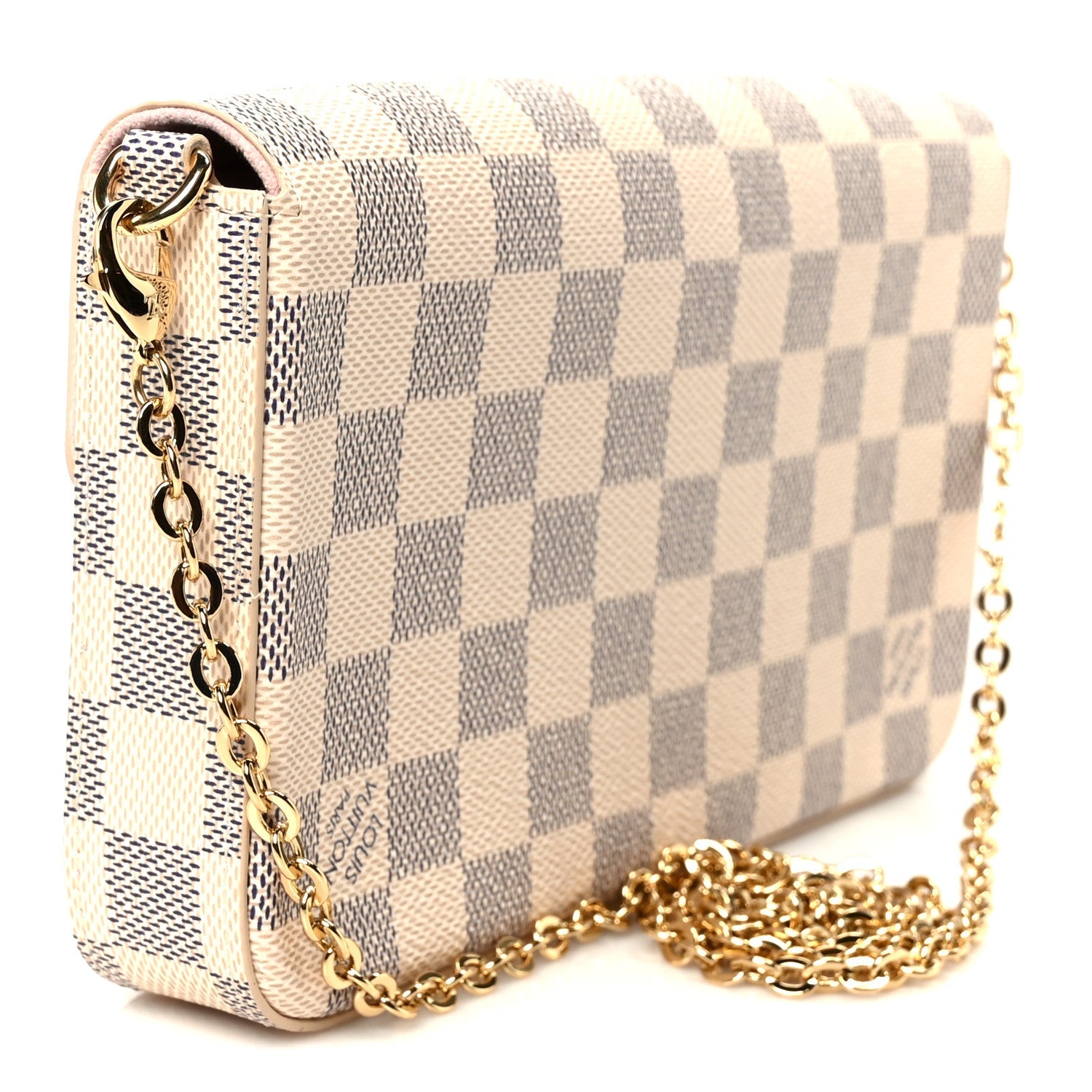 Louis Vuitton Damier Azur Pochette Felicie Chain Wallet Rose Ballerine