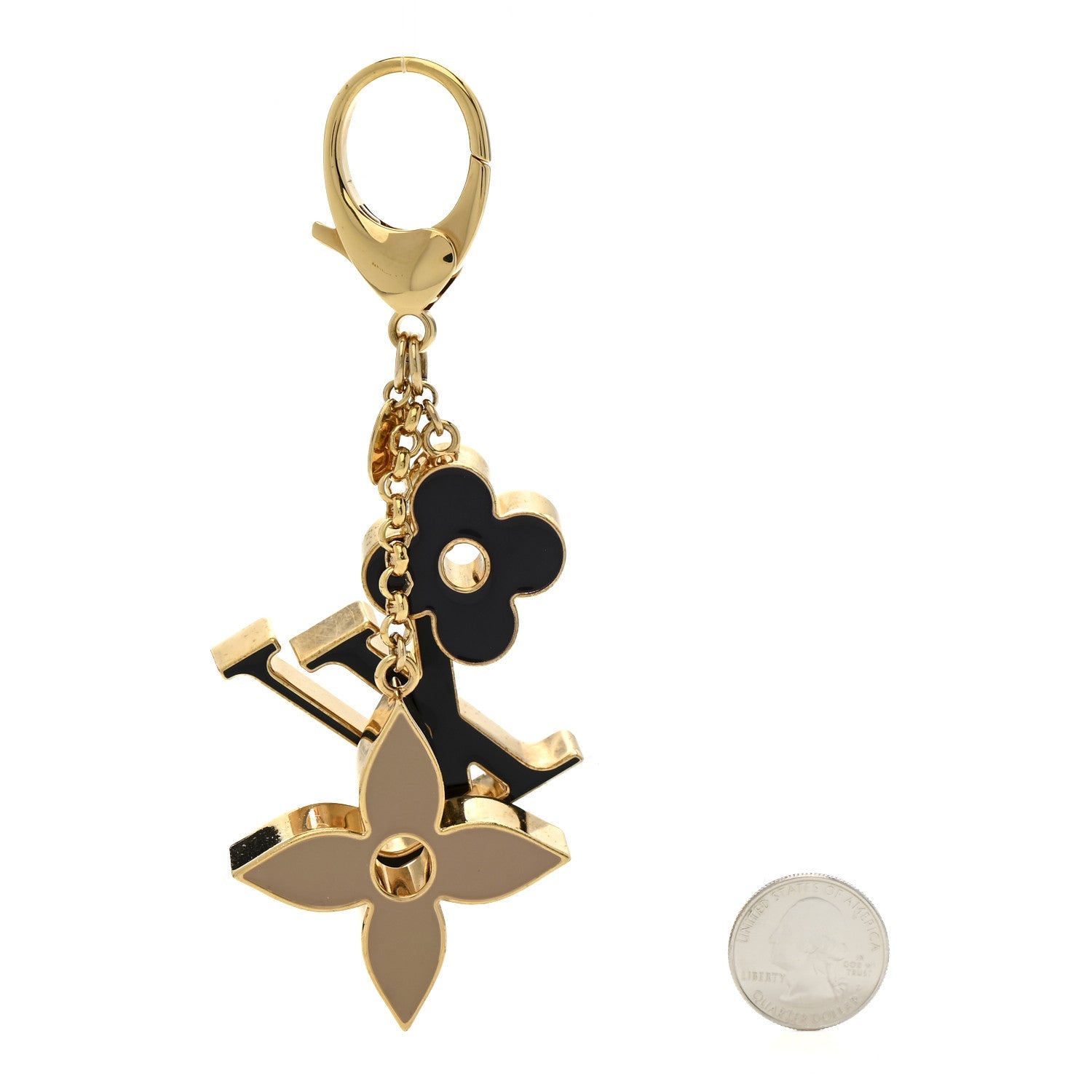 Louis Vuitton Metal Enamel Fleur De Monogram Bag Charm Dore