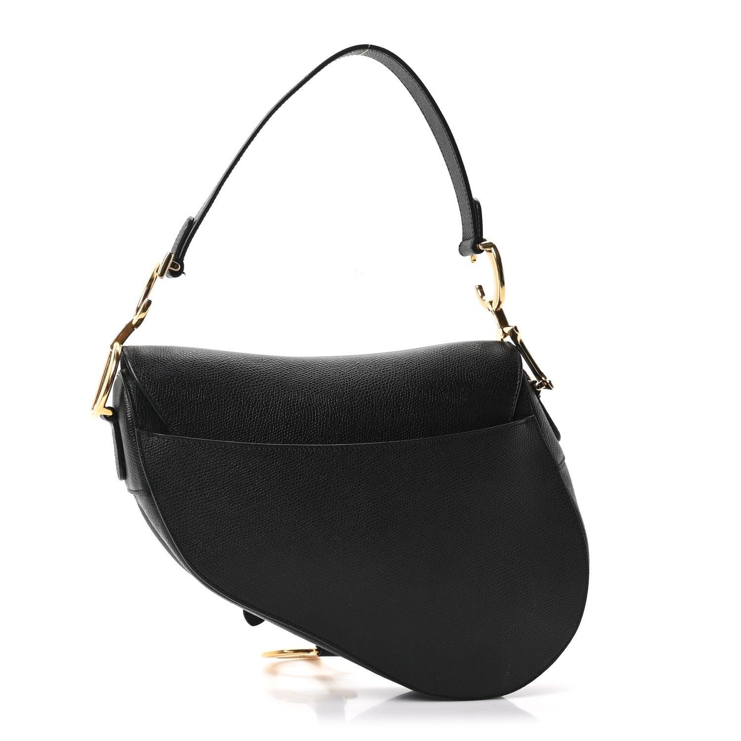 Christian Dior Grained Calfskin Saddle Bag Black