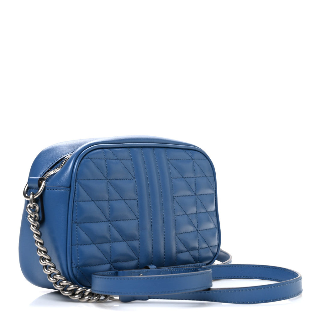 Gucci Calfskin Matelasse Aria Small GG Marmont Chain Shoulder Bag Clear Blue