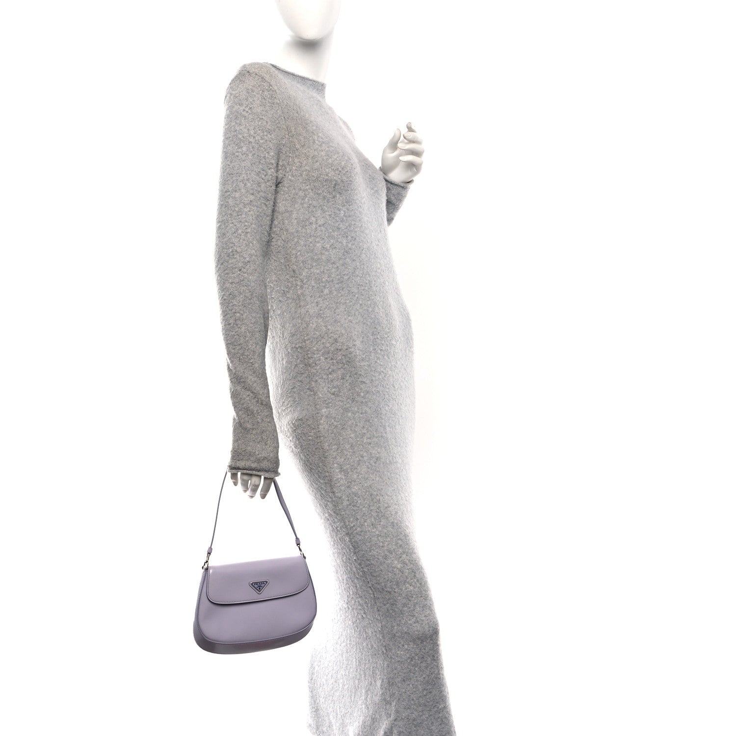 Prada Spazzolato Cleo Flap Shoulder Bag Fiordaliso
