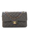Chanel Lambskin Quilted Small Double Flap Grey