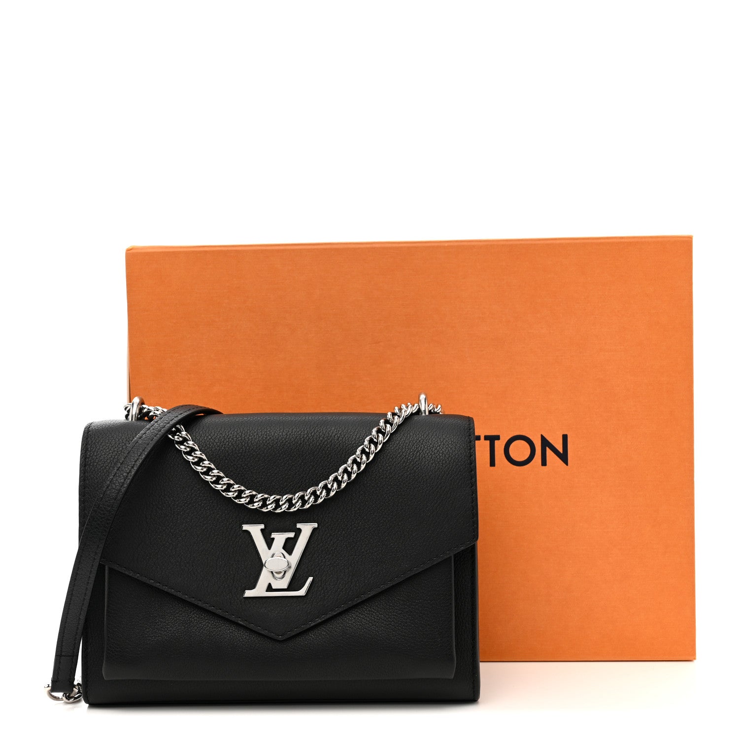 Louis Vuitton Soft Calfskin Mylockme Chain Bag BB Black