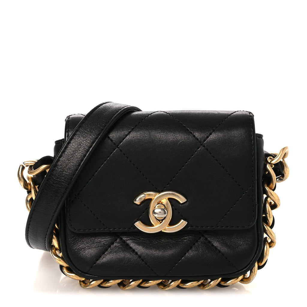 Chanel Calfskin Quilted Mini Framing Chain Bag Black