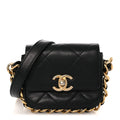 Chanel Calfskin Quilted Mini Framing Chain Bag Black