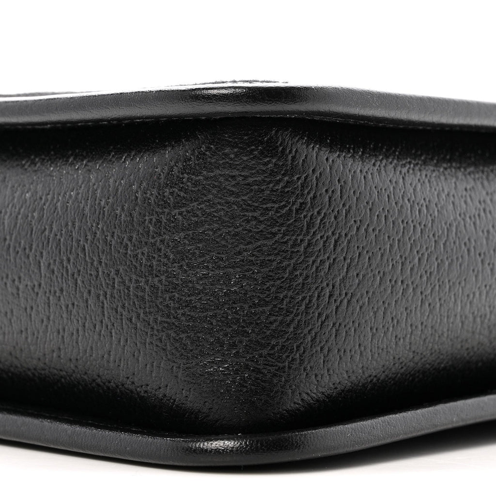 Gucci Monogram Jumbo GG Textured Dollar Calfskin Web Mini Crossbody Bag Black