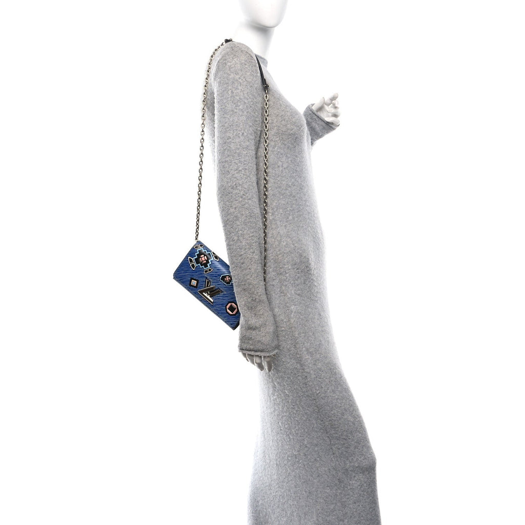 Louis Vuitton Epi Azteque Twist Chain Wallet Denim Light