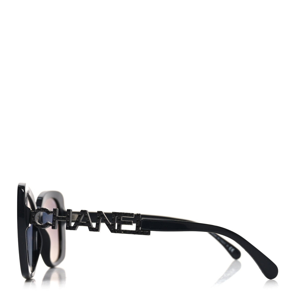Acetate Strass Polarized Square Sunglasses 5422-B Black