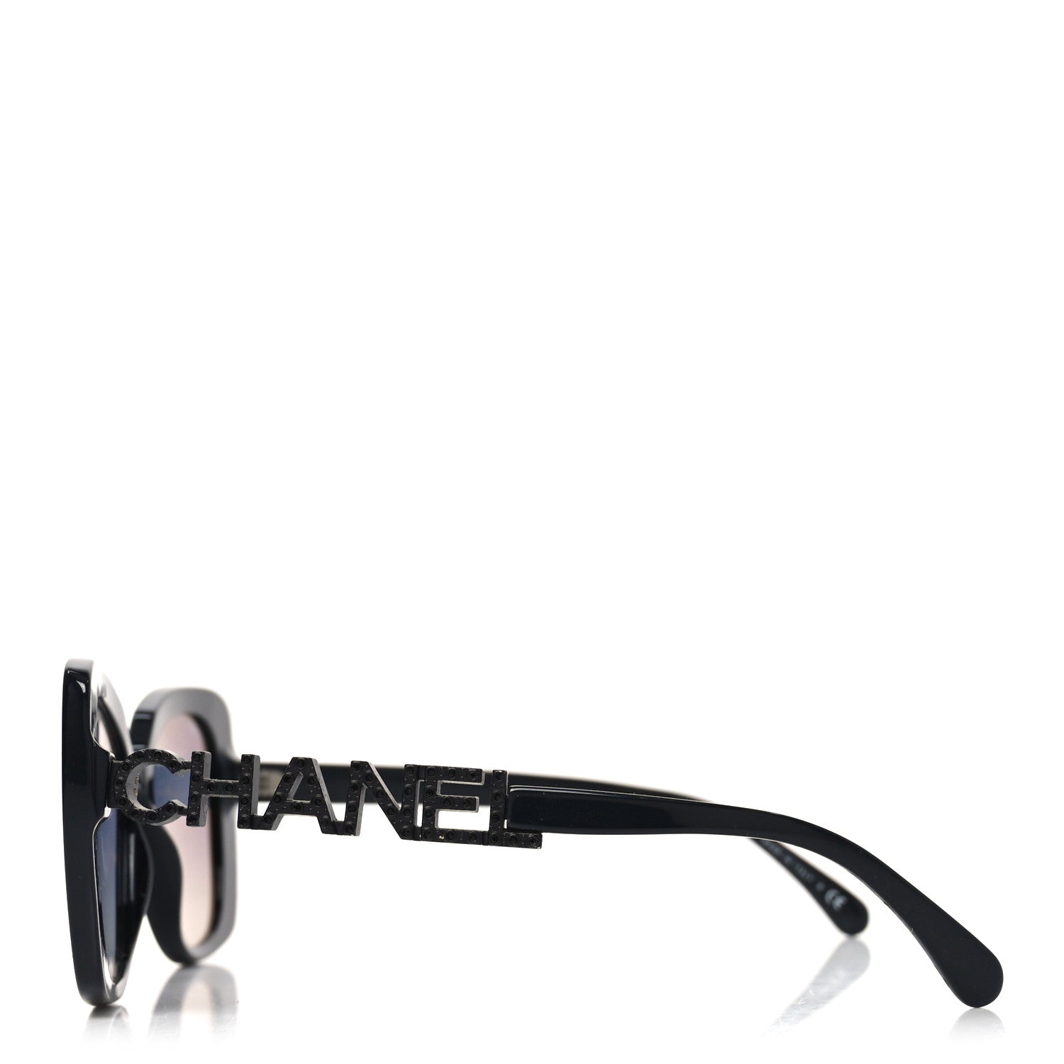 Acetate Strass Polarized Square Sunglasses 5422-B Black
