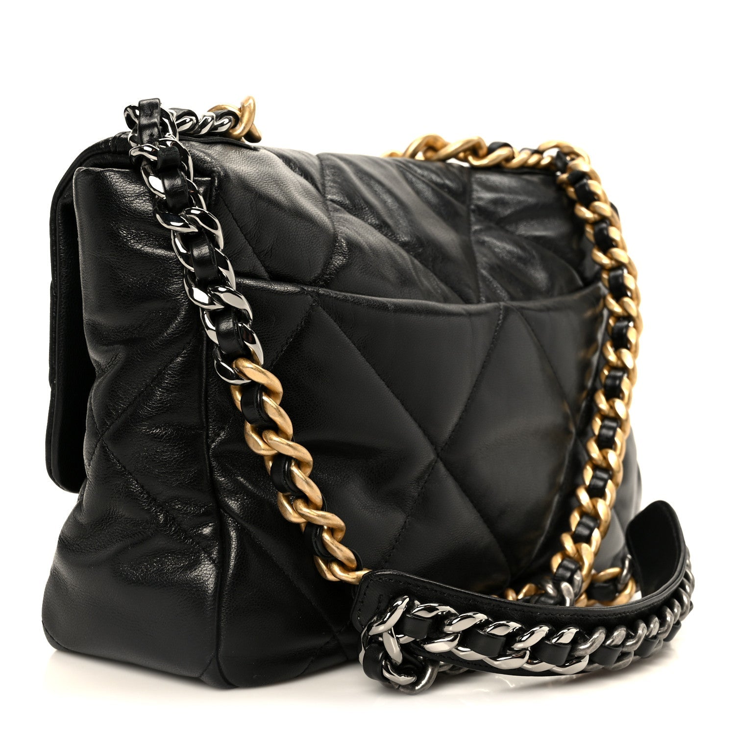 Chanel Goatskin Quilted Large Chanel 19 Flap Black