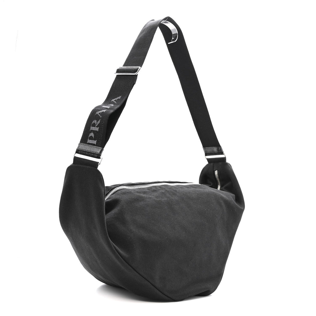 Prada Canapa Triangle Shoulder Bag Black