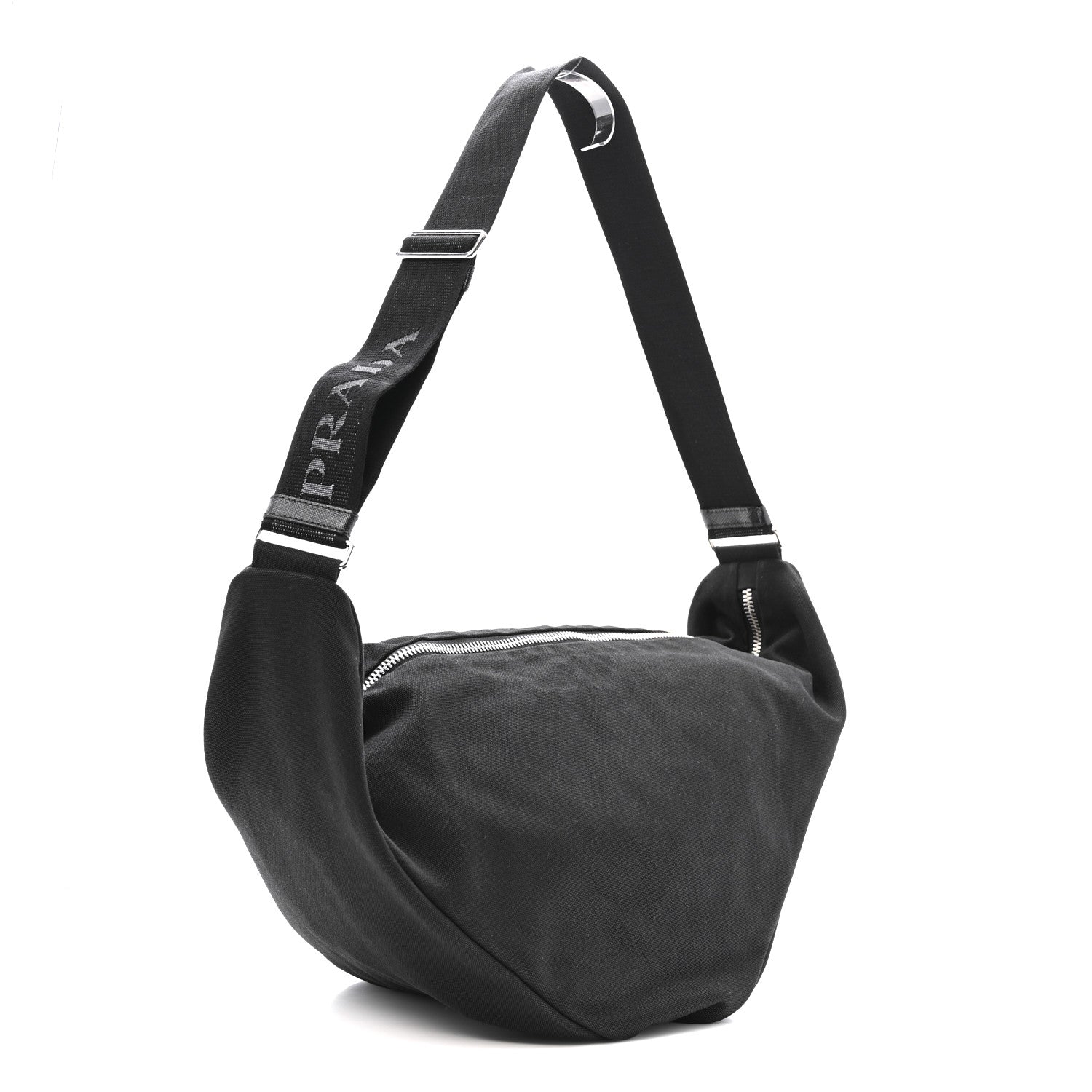 Prada Canapa Triangle Shoulder Bag Black