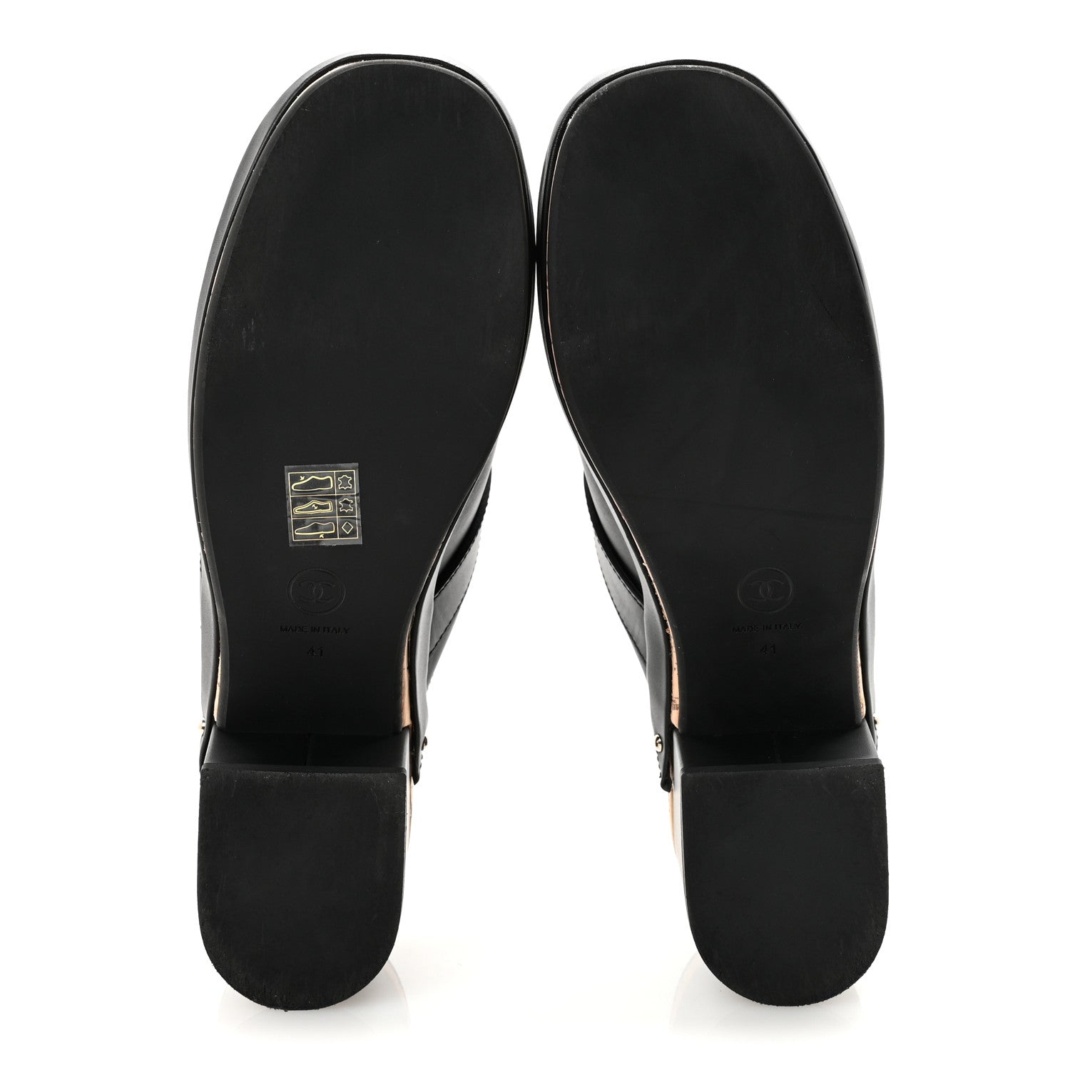 Calfskin CC Turn Lock Clogs 41 Black
