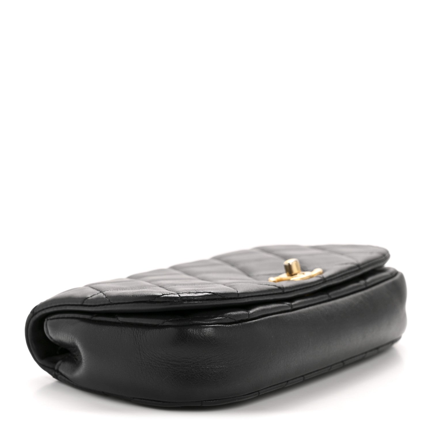Chanel Calfskin Quilted Coco Mail Clutch With Chain Black