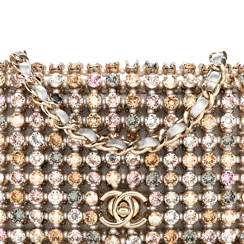 Chanel Metal Pearl Minaudiere CC Mini Evening Bag Multicolor