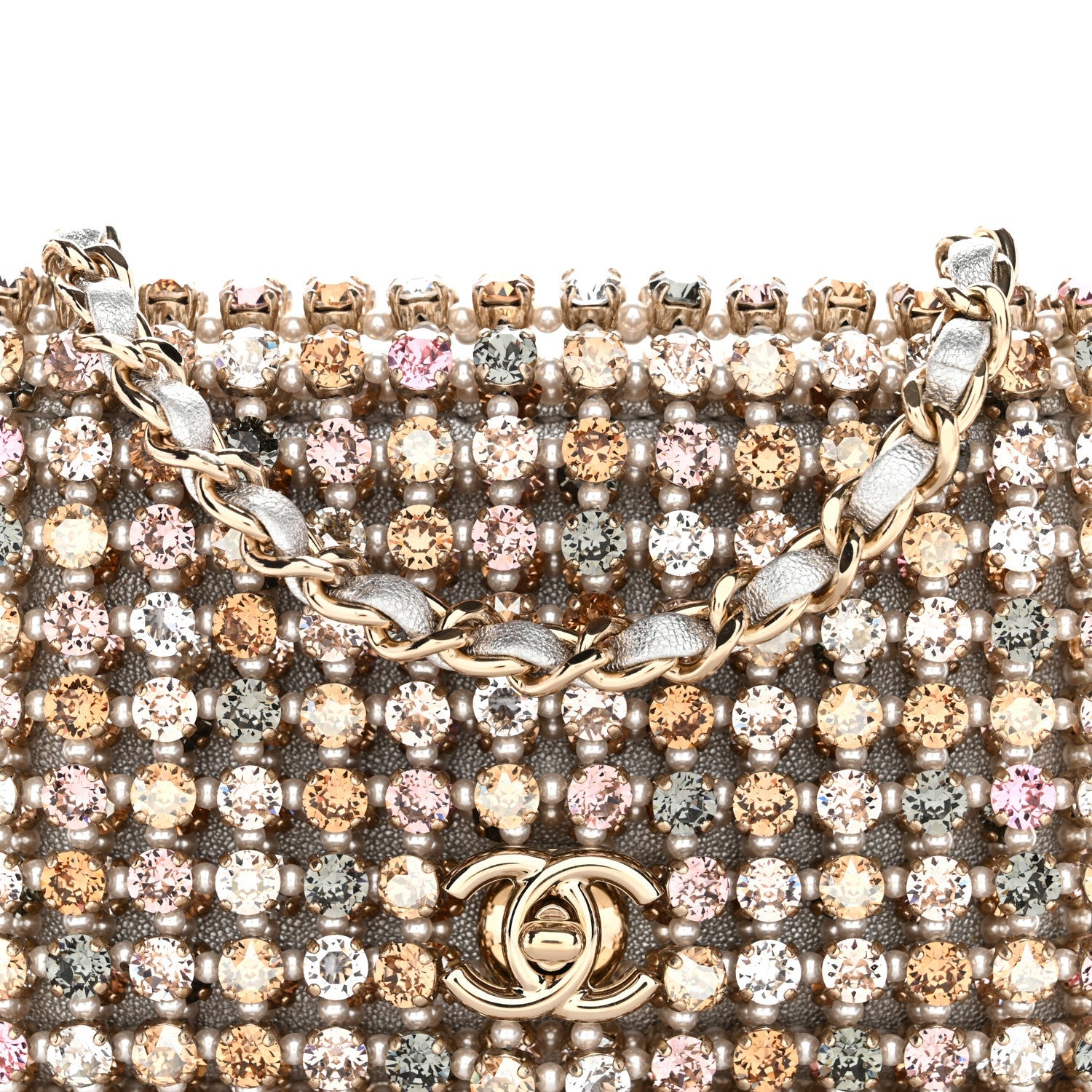 Chanel Metal Pearl Minaudiere CC Mini Evening Bag Multicolor