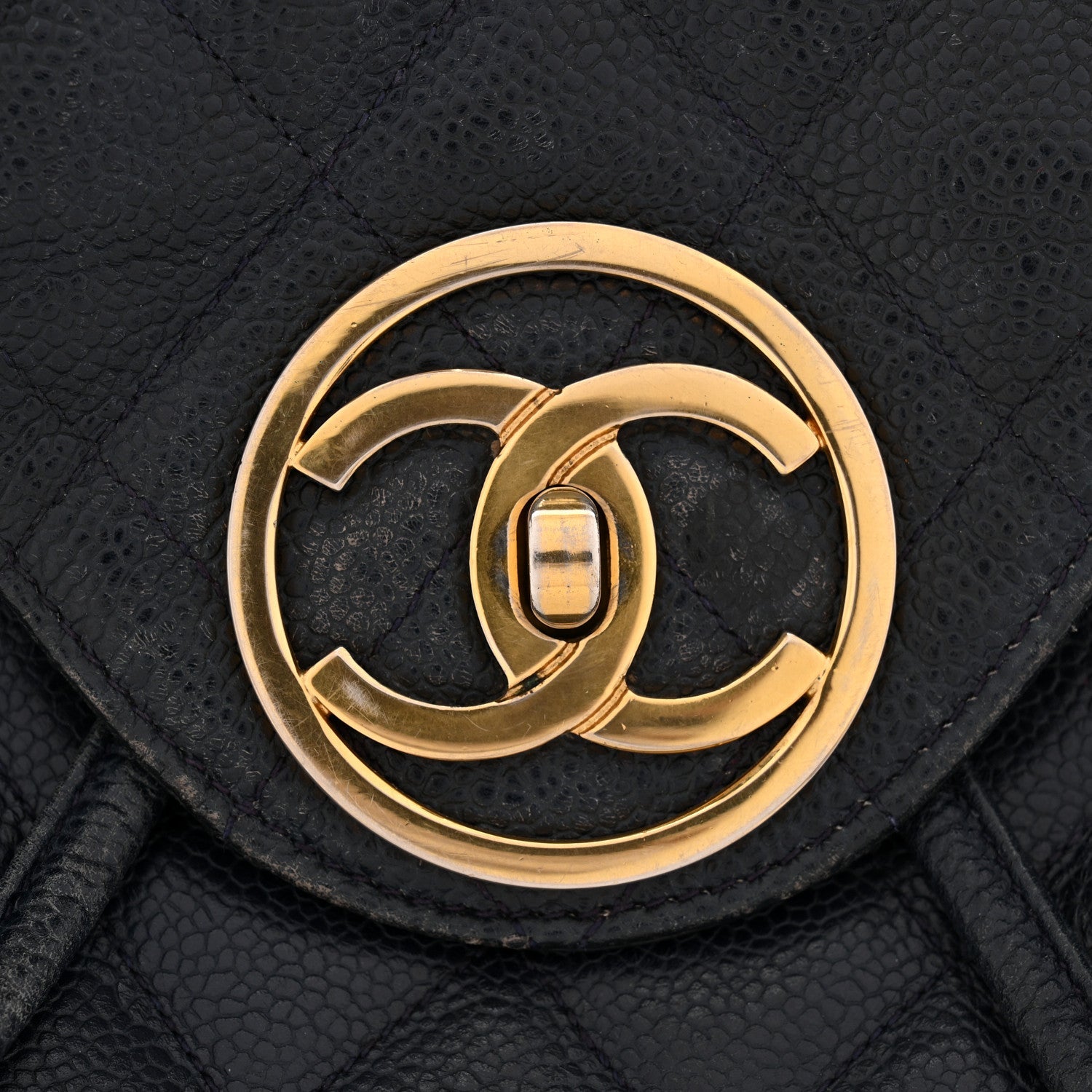 Chanel Caviar Quilted CC Drawstring Backpack Navy