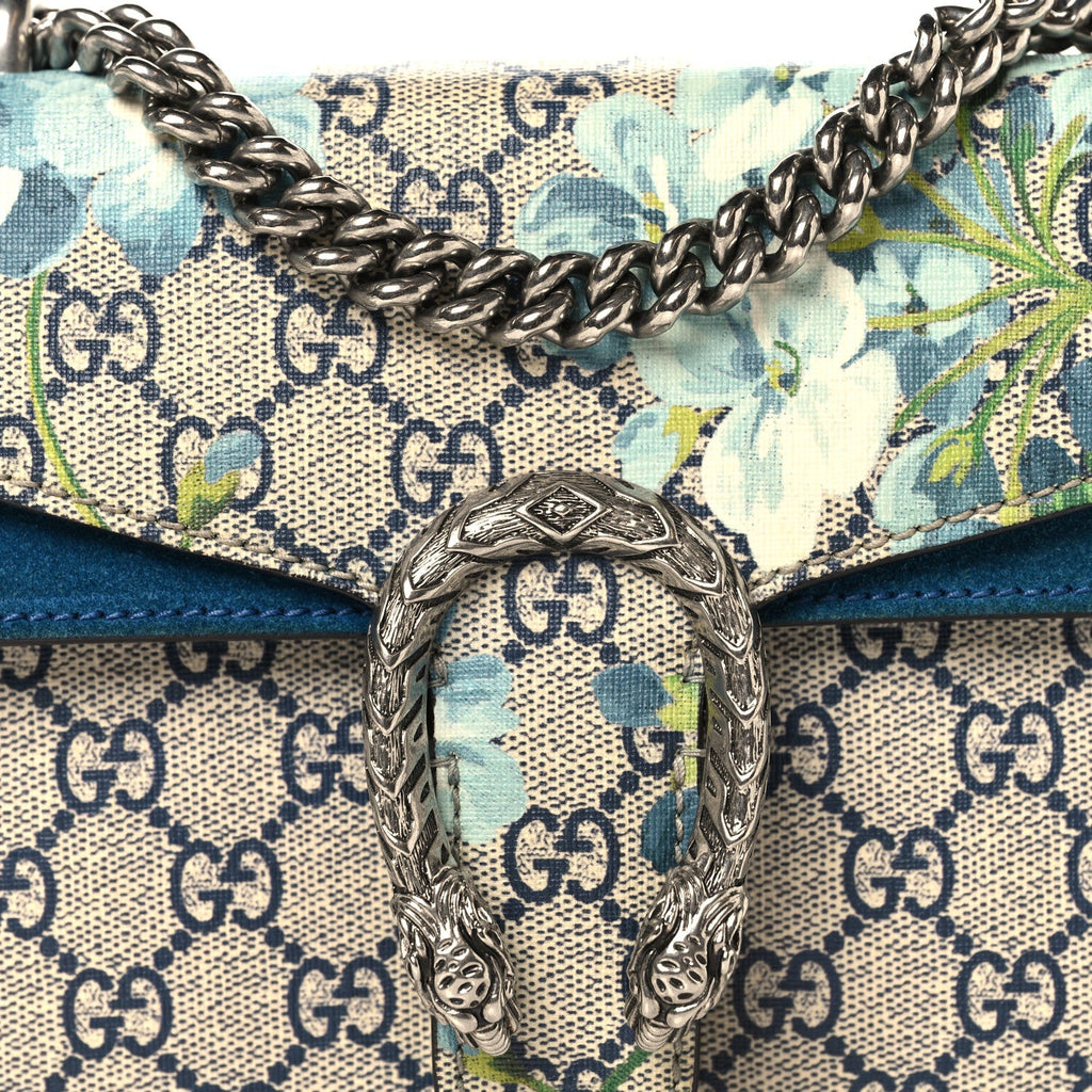 Gucci GG Supreme Monogram Blooms Mini Dionysus Shoulder Bag Beige Navy Vintage Blue