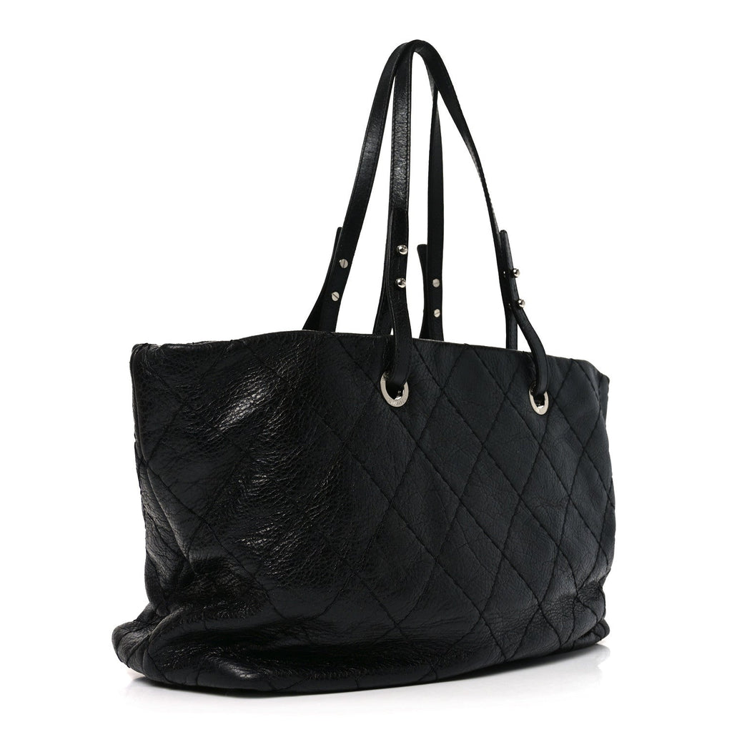 Chanel Glazed Calfskin Large On The Road Tote Black