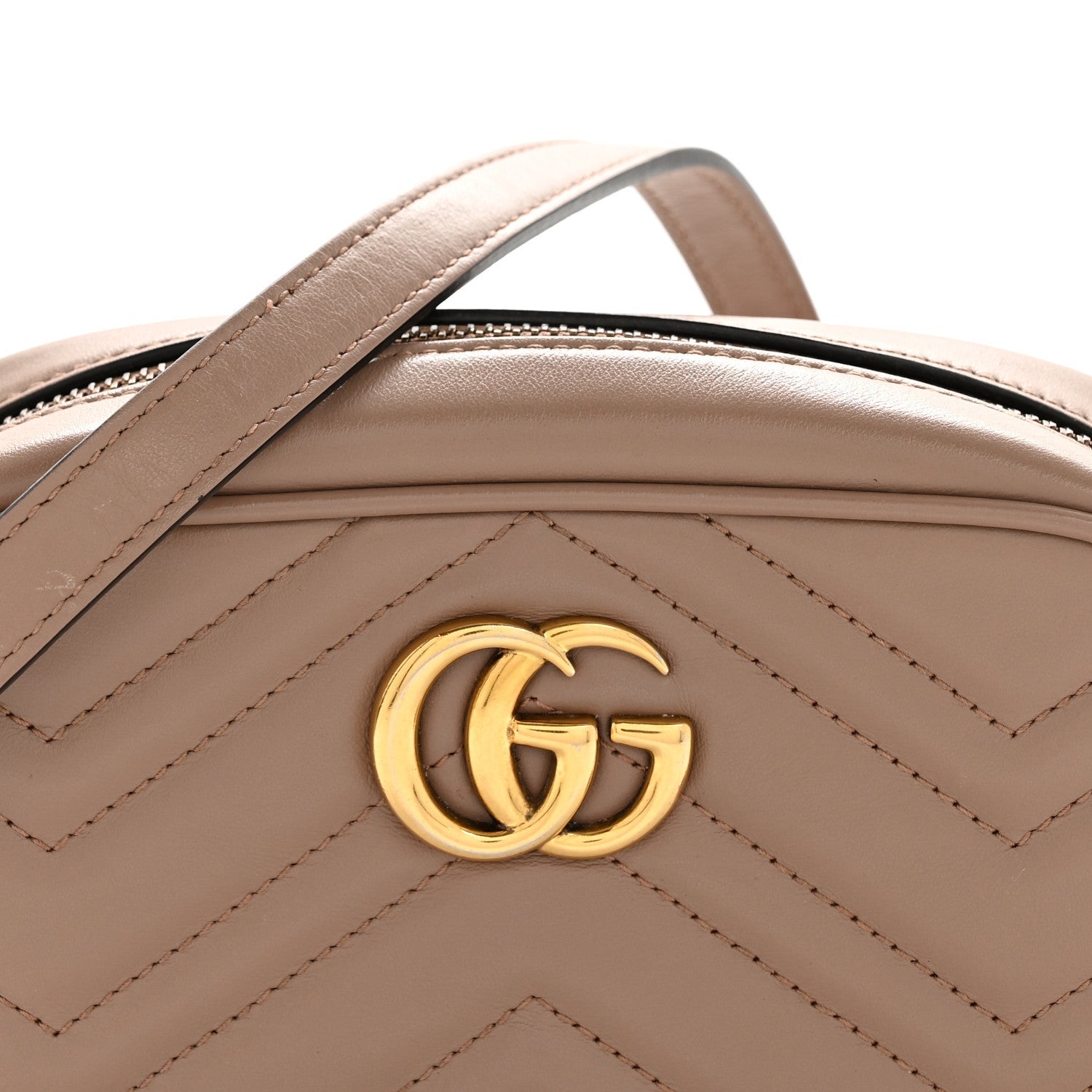 Gucci Calfskin Matelasse Mini GG Marmont Chain Shoulder Bag Porcelain Rose