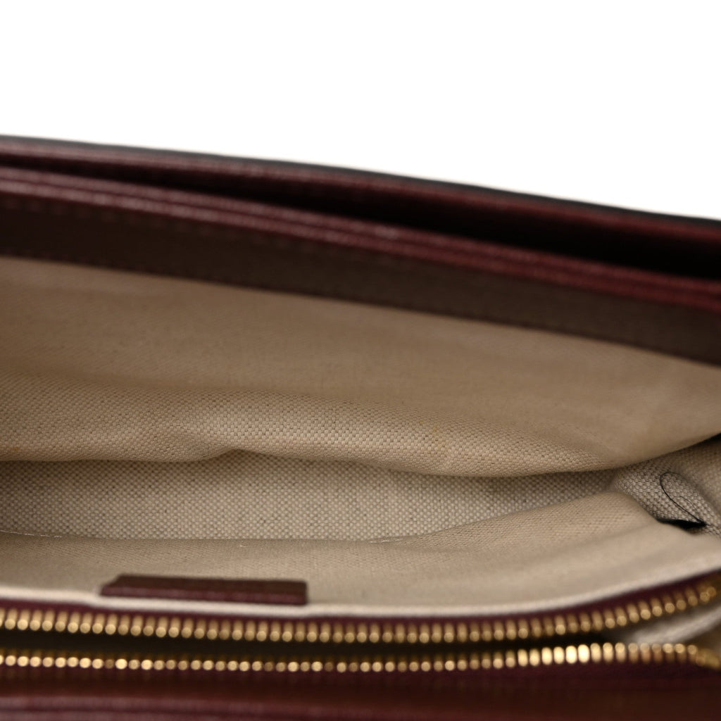 Gucci Monogram Textured Dollar Calfskin Horsebit 1955 Shoulder Bag Sahara Rubino Chardonnay