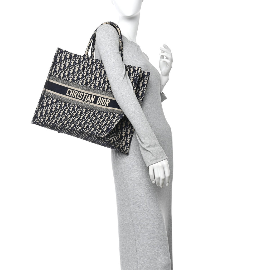 Christian Dior Oblique Large Book Tote Blue Multicolor