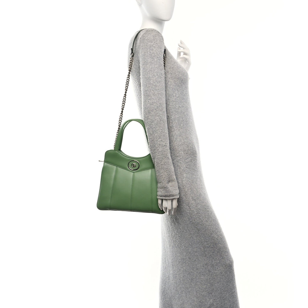 Gucci Senna Calfskin Petite GG Small Tote Bag Green Soil Grass
